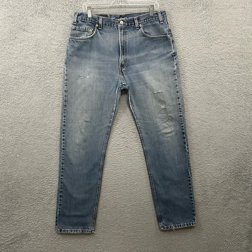 Vintage Levis Jeans Mens 36x34 Blue Denim 505 Straight Leg Light Wash 90s Adult